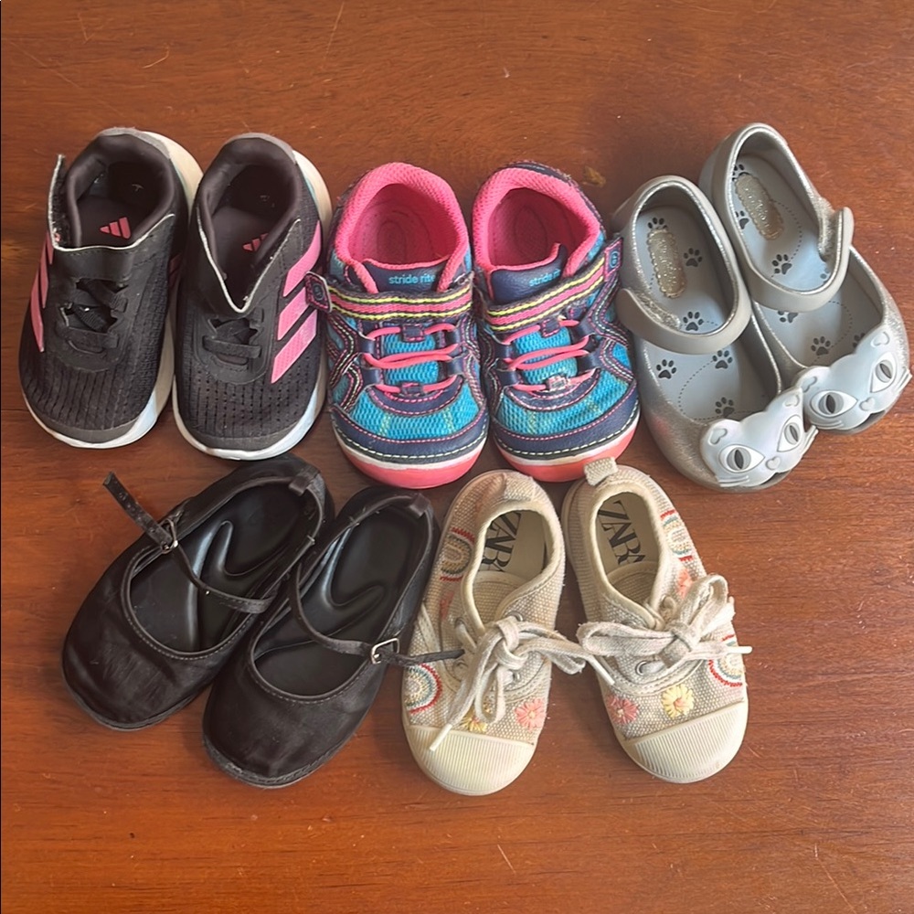 Bundle of 5 pairs of toddler girl shoes Sizes 5-6.5